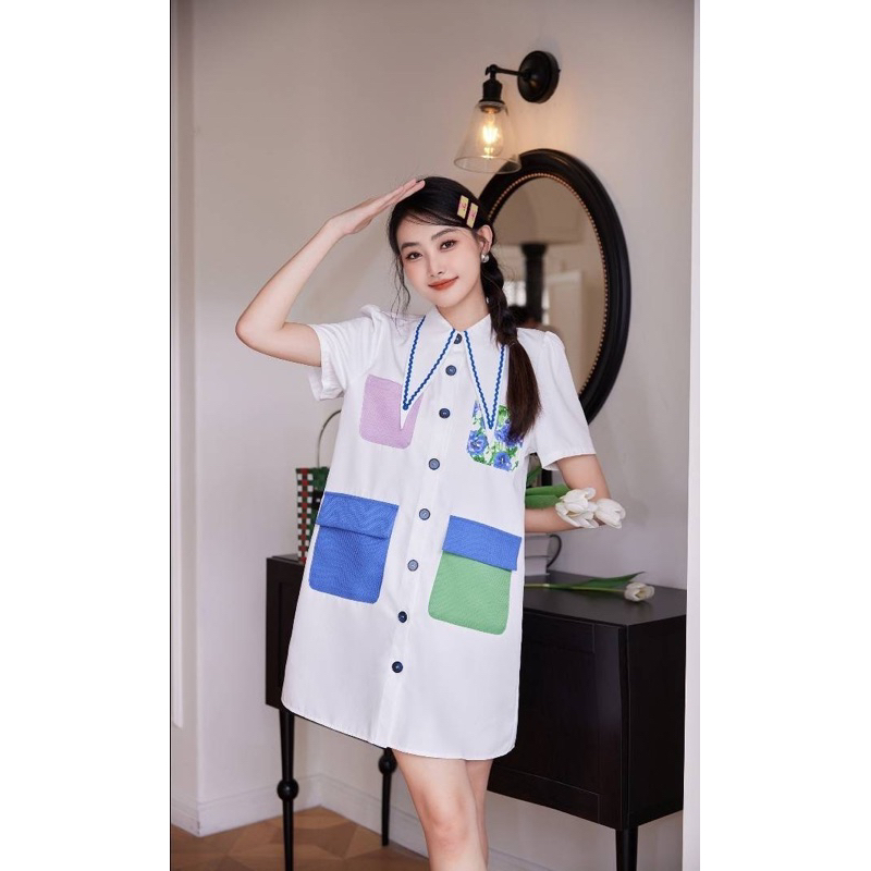 Zeza2shop ❤️White Polla Dress เดรสปกแหลมทรงเอป้าย Gossip