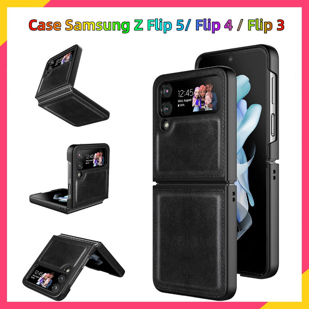 เคส flip5 หนังนิ่มเปลือกแข็ง เคส z flip 5 4 3 กันกระแทก PU วัสดุ for z flip 5 หลายสี ป้องกันฝุ่น for