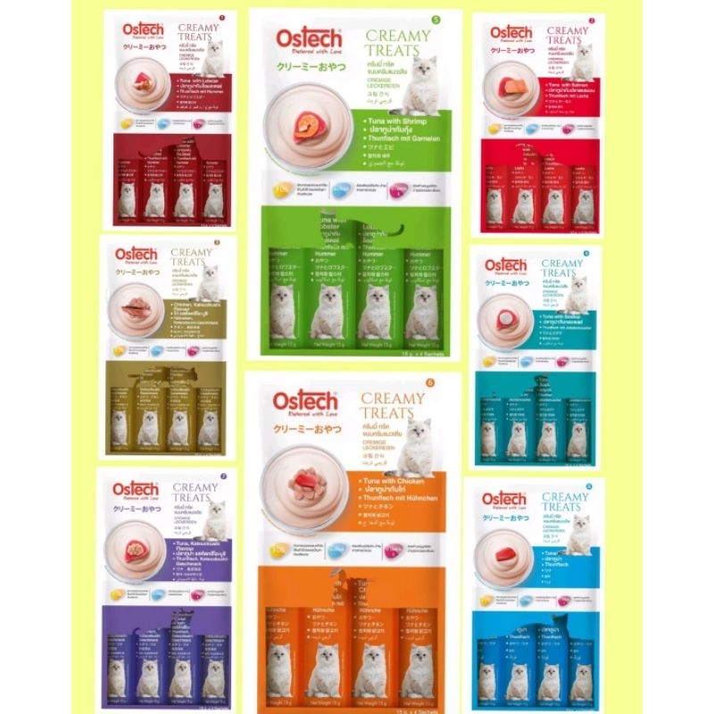 Ostechขนมแมวเลีย 4 ซอง*15 กรัมสุทธิ 90 กรัม/ 1 ซอง