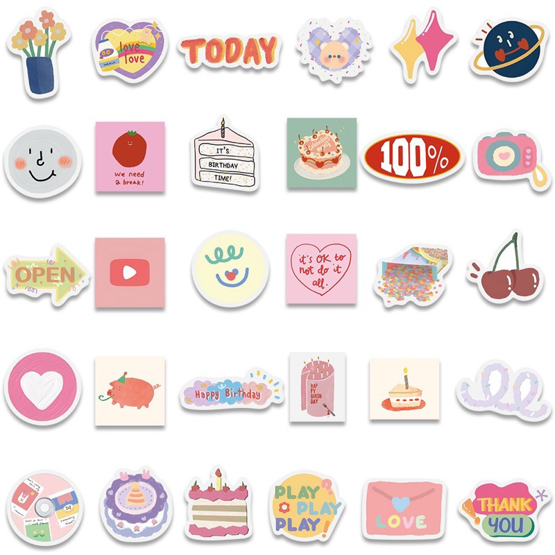 พร้อมส่ง สติ๊กเกอร์ HBD น่ารัก 90 ชิ้น สติ๊กเกอร์ไดคัท PVC กันน้ำ สติ๊กเกอร์การ์ตูน DIY ราคา ถูกที่สุด ดีลบีเคเค แกลเลอรีภาพที่ 6