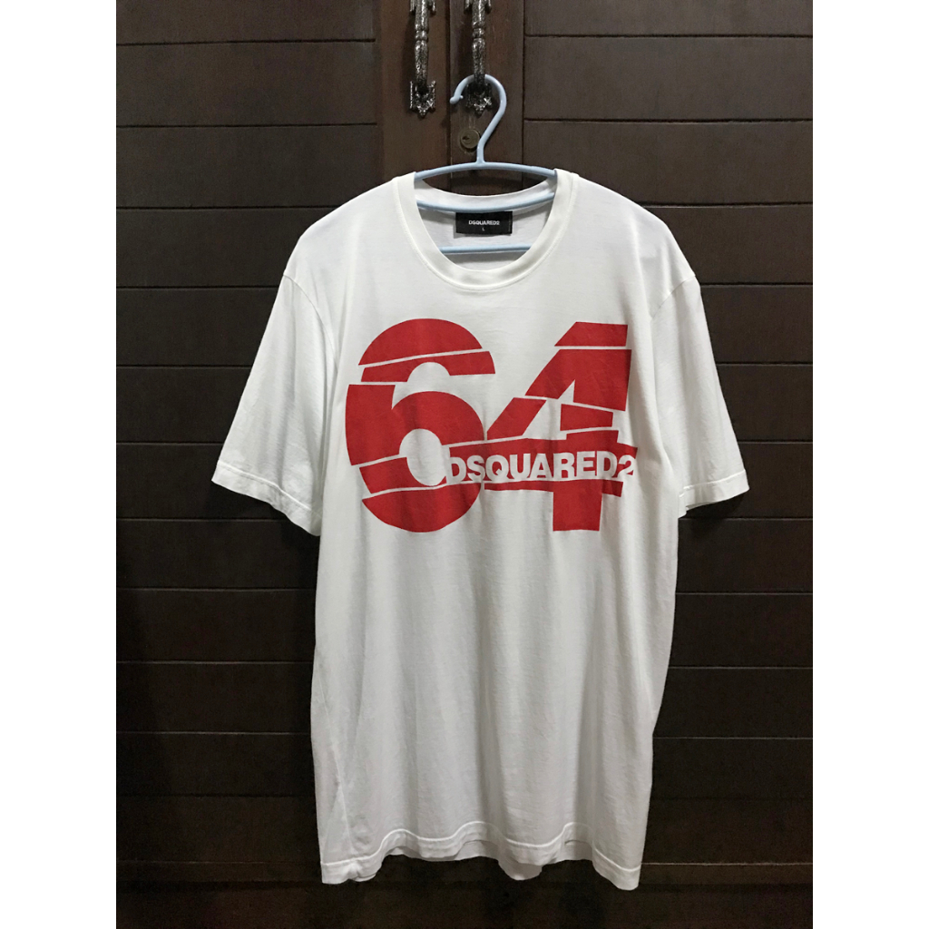 Dsquared2 64 Logo Printed White T-Shirt L S71GD0764 S22427