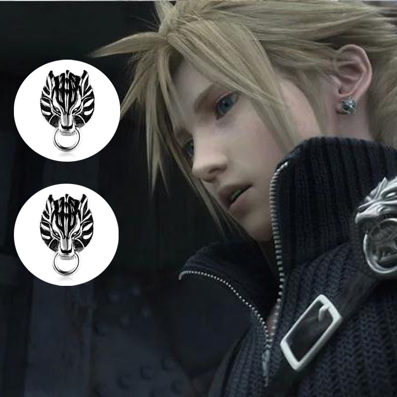 💥 ตุ้มหู ต่างหู Cosplay Cloud Strife คลาวด์ สไตรฟ์ Wolf Earrings (แบบเจาะหู) Final Fantasy 7