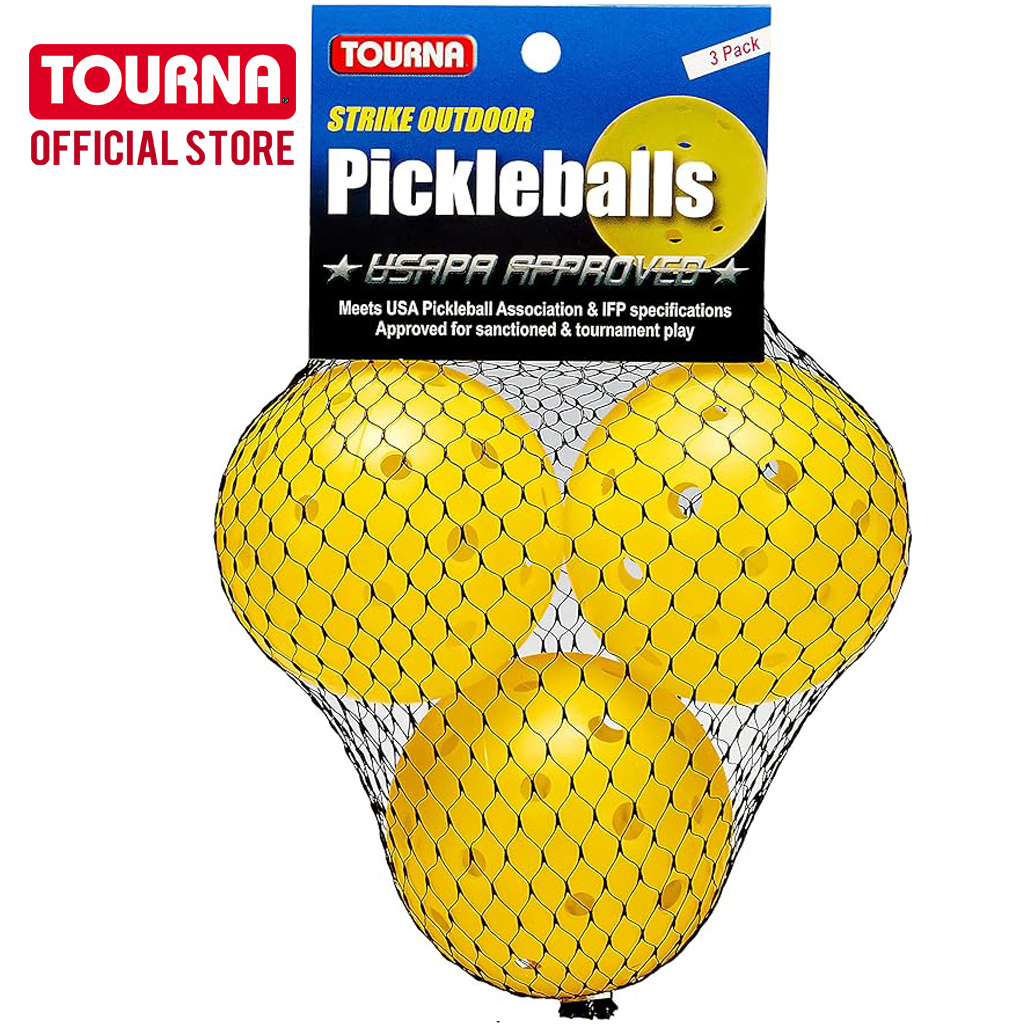 Tourna Strike Pickleball Outdoor - USAPA Approved Yellow 3balls ลูกพิกเคิลบอล กลางแจ้ง สีเหลือง 3ลูก