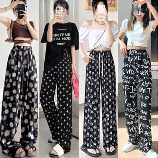 พร้อมส่งในไทย** กางเกงขายาว ผ้านิ่มเด้ง เอวยืด พรางหุ่น ใส่สบาย Pants สไตล์แฟชั่น ลายกราฟฟิก เสื้อผ้าแฟชี่นผู้หญิง K11