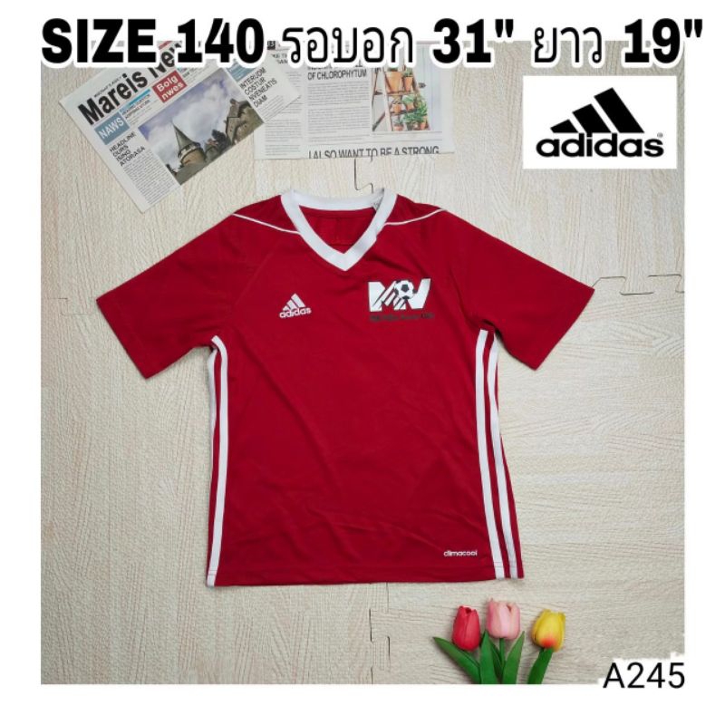 🔥A245🔥เสื้อกีฬาเด็กโต แบรนด์  Adidas SIZE 140 รอบอก 31 นิ้ว สินค้ามือสองนำเข้า💯⭐