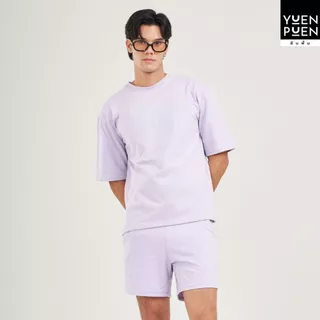 YuenPuen เสื้อยืด Oversize สีลาเวนเดอร์ ยืนพื้น ไม่ยืด ไม่ย้วย เสื้อสีพื้น เสื้อโอเวอร์ไซส์ ผ้านุ่ม