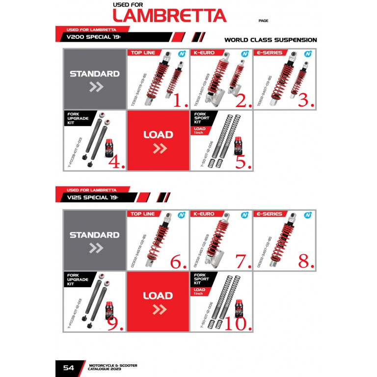โช๊ค YSS USED FOR LAMBRETTA V200 SPECIAL 19 / V125 SPECIAL 19