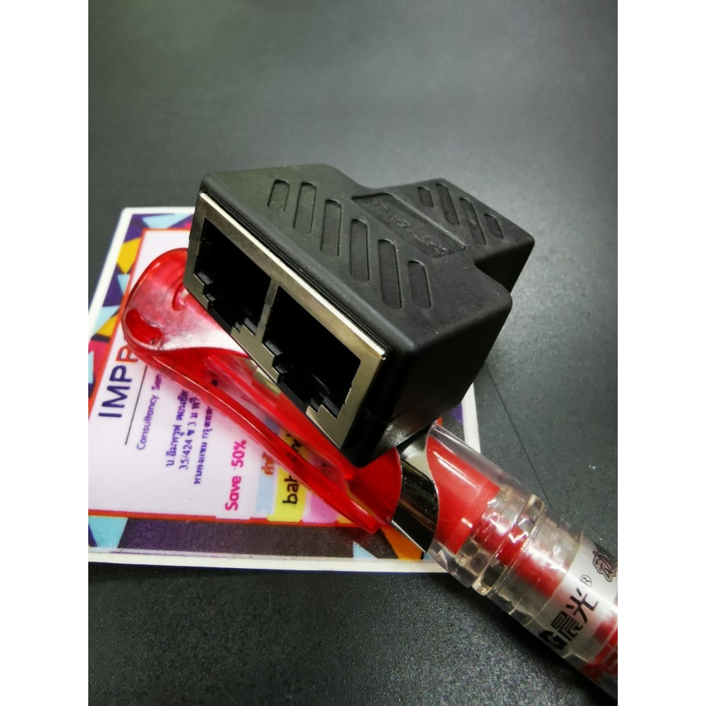 ส่งเร็ว-จากไทย - Splitter เข้า1ออก2 ตัวต่อแยกสายแลน 1 To 2 Ways LAN Ethernet Network Cable RJ45