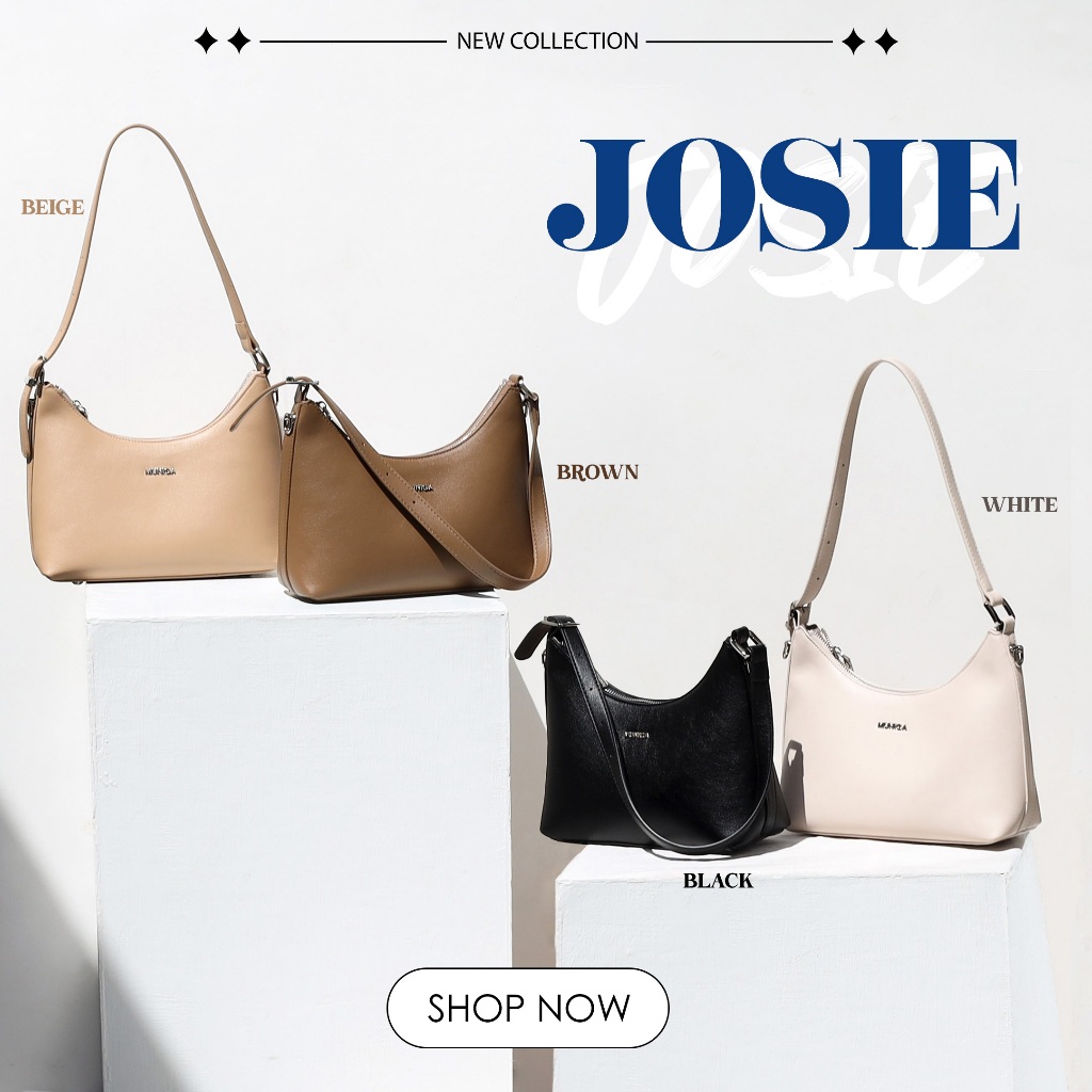 MUNIGA รุ่น "Josie" กระเป๋าสะพายข้าง ทรงพอช สีคลาสสิก สำหรับผู้หญิง สินค้าใหม่ New Arrivals