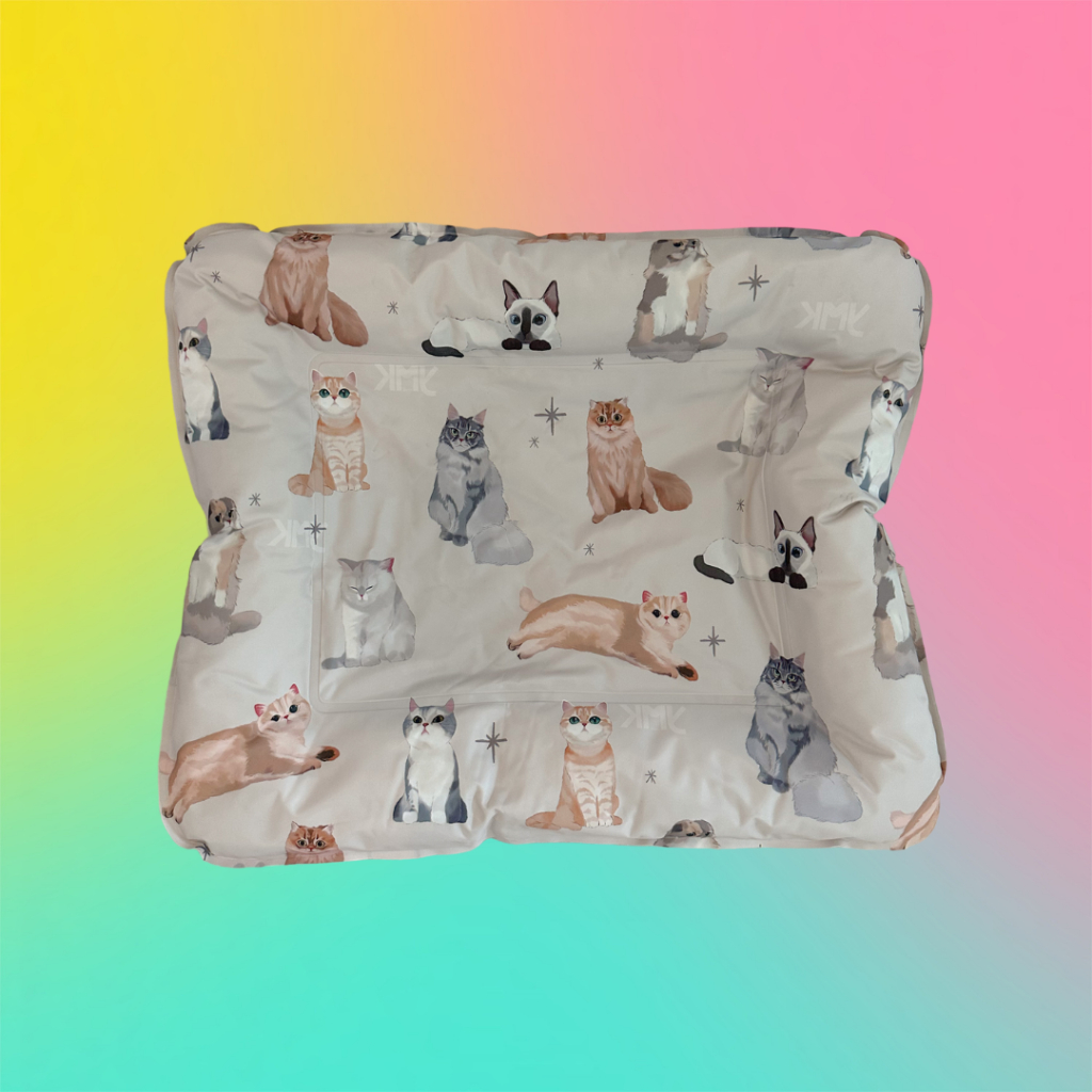 [Best Seller] ที่นอนสอดไส้เจลเย็นพร้อมขอบหนุนคอสำหรับสัตว์เลี้ยง Yumiko Cooling Pet Bed