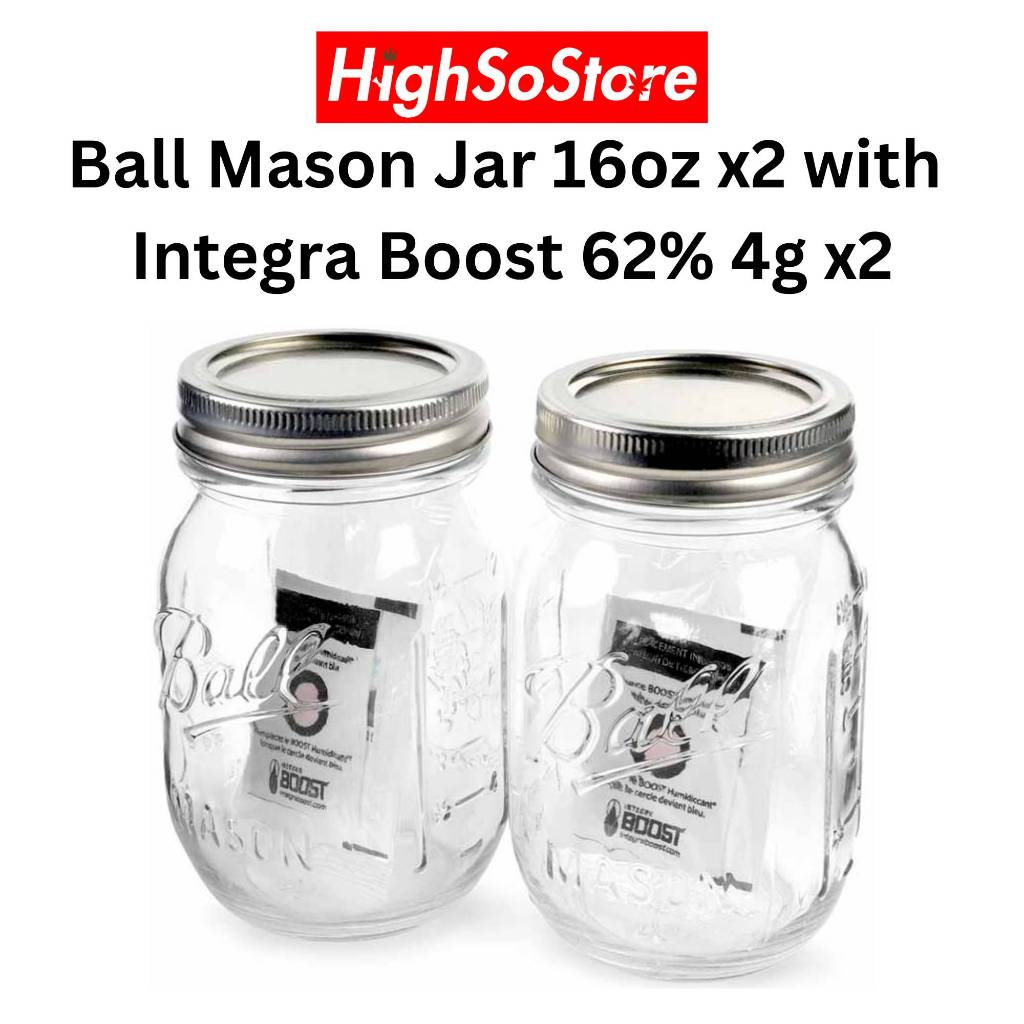 🚚พร้อมส่ง 🚚โหลแก้ว Ball Mason Jar 16oz x2 with Integra Boost 62% 4g x2