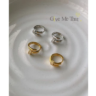 ต่างหูเงินแท้!! 925 วัสดุทองคำชุบ18K งานพรีเมี่ยม สไตล์มินิมอล Minimal รุ่นห่วงNail Givemethat