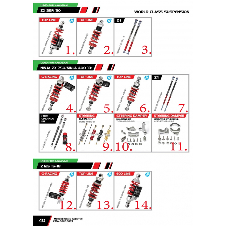 โช๊ค YSS USED FOR KAWASAKI ZX 25R 20 / NINJA ZX250/NINJA 400 18 / Z125 15-18 มอเตอร์ไซค์-รถยนต์ / โช