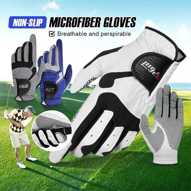 ถุงมือกอล์ฟ PGM แบบนุ่ม มืออาชีพ golf glove ผ้าไมโครไฟเบอร์ ระบายอากาศ ป้องกันการลื่น ถุงมือฝึกอบรม
