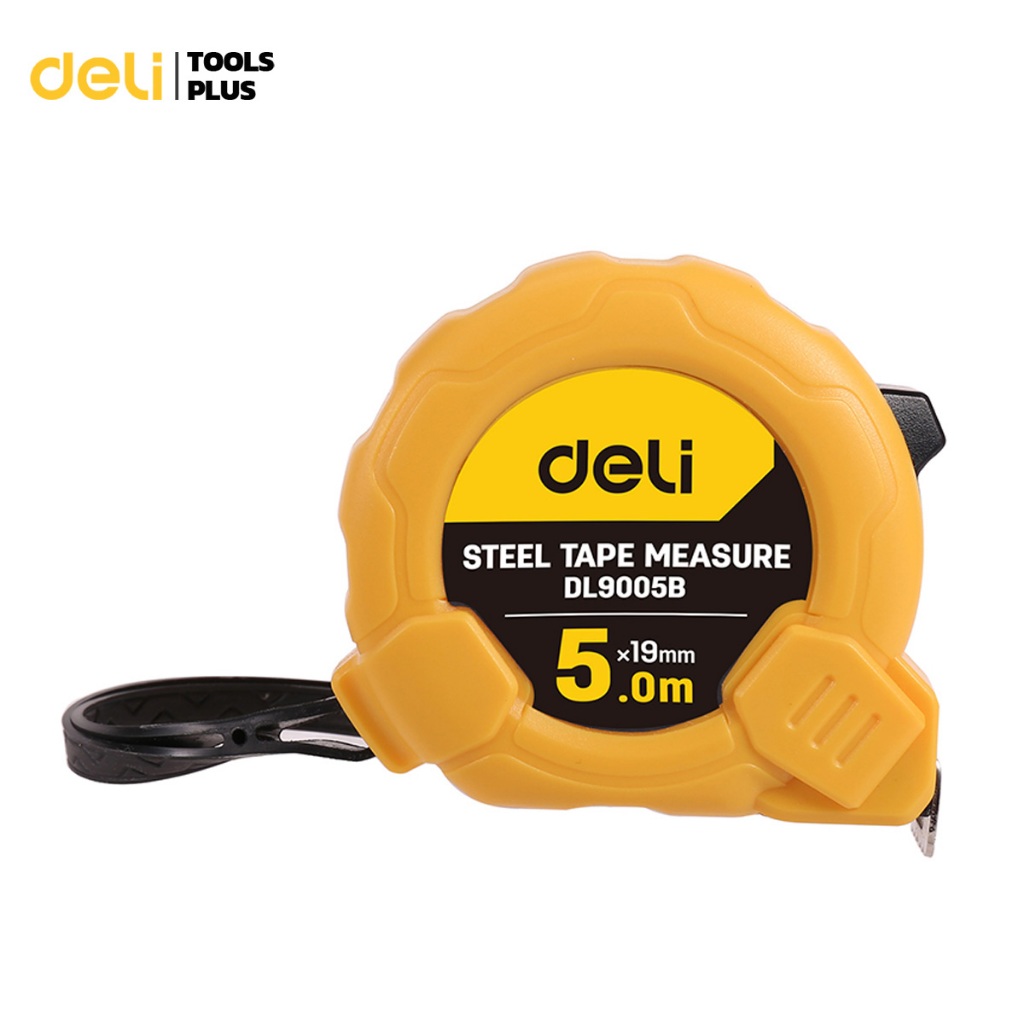 Deli ตลับเมตร ตลับเมตรหุ้มยาง 3 5 เมตร มีที่หนีบเข็มขัด พกพาสะดวก มีปุ่มป้องกันการลื่น วัดแม่นยำ Measuring Tape