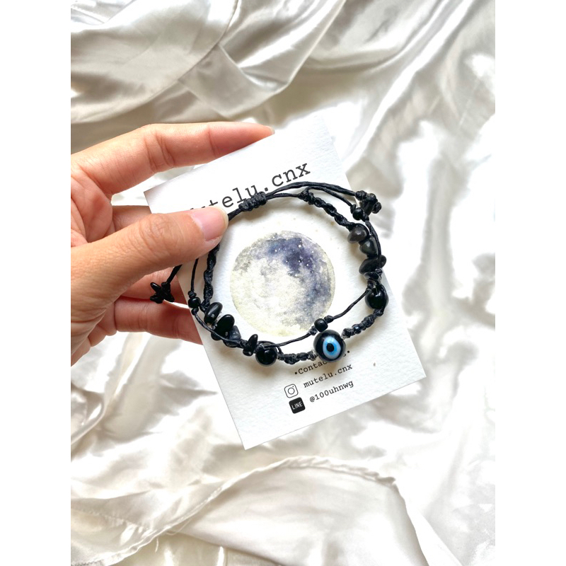 กำไลข้อมือ handmade (dark evil eye)