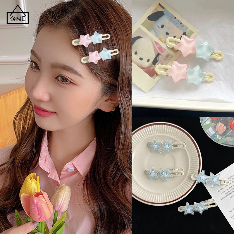 COD❤️พร้อมส่ง-กิ๊บติดผมรูปดาวห้าแฉกส์ใสที่มีสีสันน่ารักหน้าม้าเกาหลีแฟชั่นนักเรียนสำหรับผู้หญิงปากเป็ดคลิปด้านข้าง-a.one