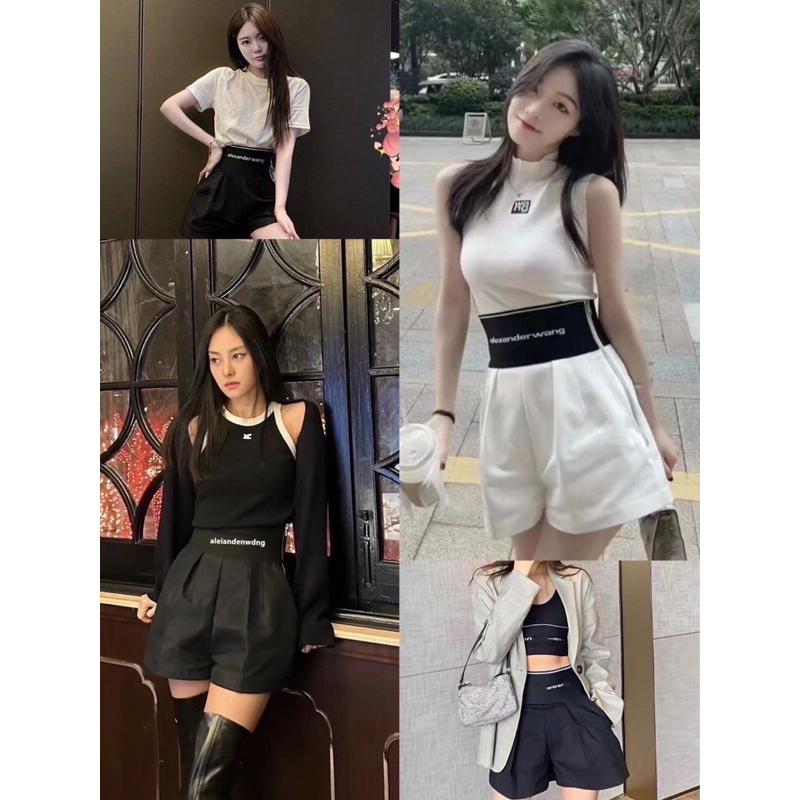 NICHA ONLINE กางเกงขาสั้น ขอบเอวยางยืดทอเป็นลายแบรนด์ดัง เนื้อผ้าดีไม่บาง คัทติ้งเป๊ะ มีกระเป๋า2ข้างใช้งานได้จริง