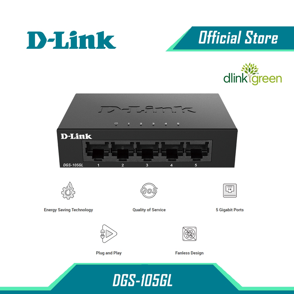 Gigabit Switching Hub 5 Port D-LINK DGS-105GL (5'') อุปกรณ์เพิ่มช่องสายแลน