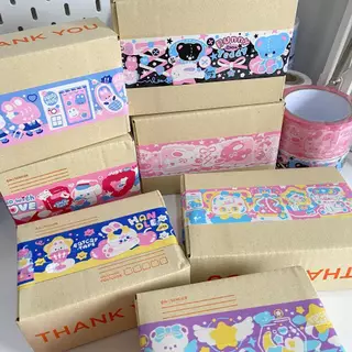 fatcat.tape🐱(เลื่อนอ่านก่อนสั่ง เทปต้องใช้แรงดึง)เทปปิดกล่อง เสียงเบา 50yd ลายน่ารัก ไร้เสียง แพ็คของ thank you