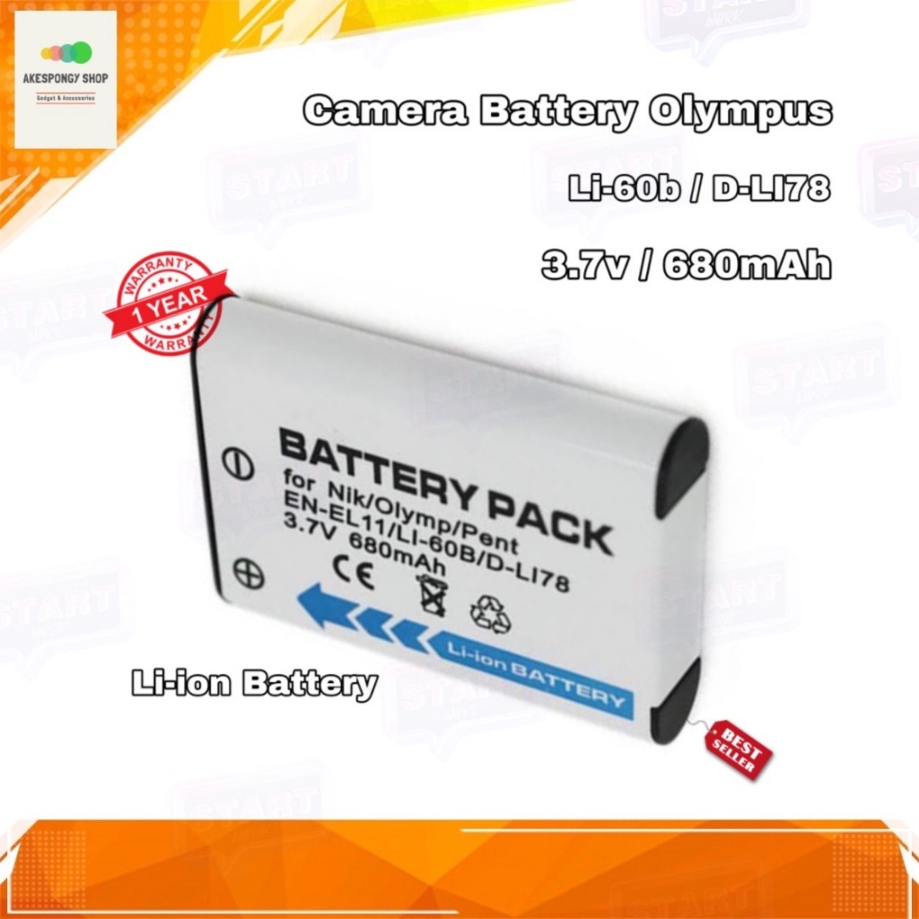 แบตกล้อง Camera Battery Olympus Li-60b / D-LI78 For FE-370,X-880,C-575 (3.7v/680mAh) Li-ion Battery 