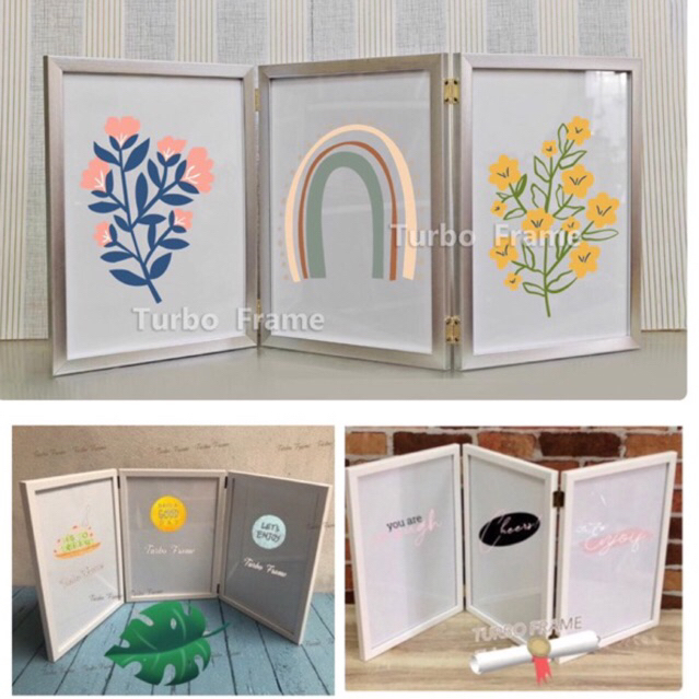 กรอบรูปบานพับ 3 พับ  ขนาดภาพ A4 ,8×12″ , 8×10″  , A5, 6×8″ ** พร้อมกระจกใส ด้านหน้า** ราคา ถูกที่สุด ดีลบีเคเค รูปภาพหลัก