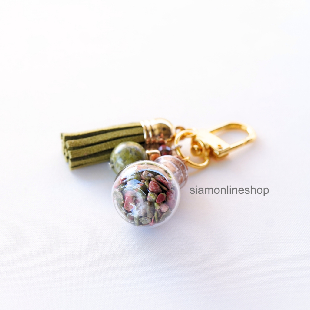 KEY CHAIN พวงกุญแจ หินแท้ ยูนาไคต์ ประดับ ขวดแก้วหินยูนาไคต์ พวงกุญแจเสริมดวง by siamonlineshop ราคา ถูกที่สุด ดีลบีเคเค แกลเลอรีภาพที่ 5