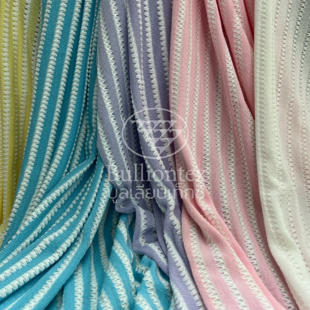 ผ้าริช คาร์ดิแกน สไตร์ท Rich Cardigan Stripe ผ้าไหมพรม ลายริ้วสลับสี ผิวสัมผัสนุ่ม ใส่สบาย ขนาด 1Kg - รูปที่ 7