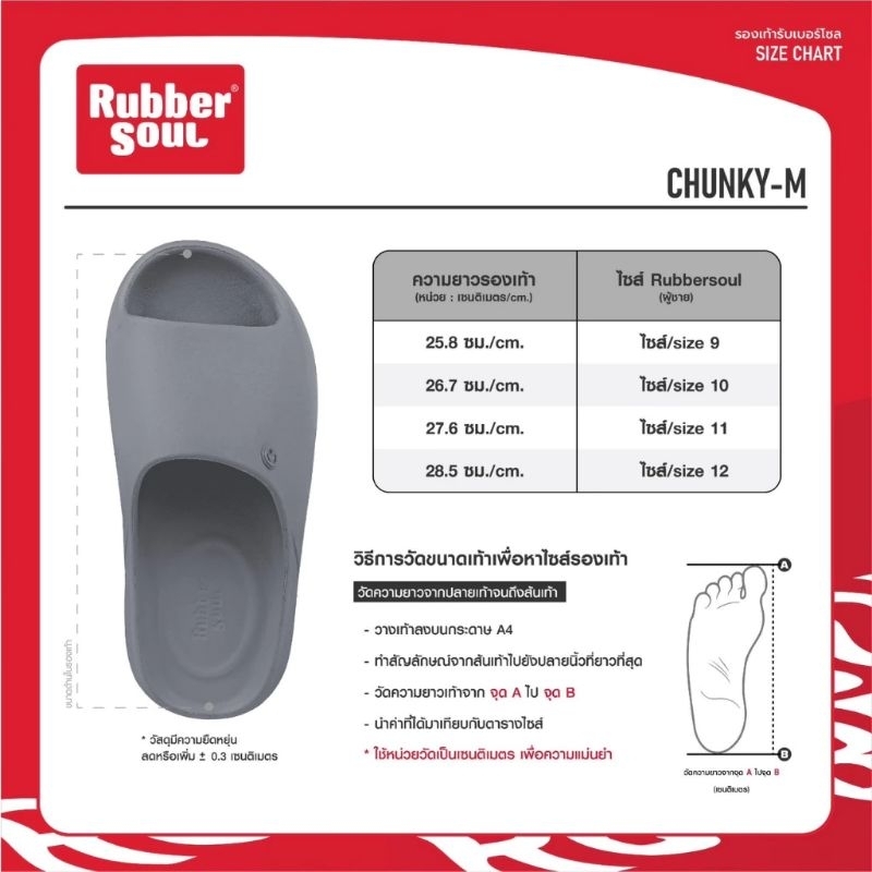 Rubber soul รองเท้าแตะแบบสวม รุ่น Chunky-Men ไซส์ 9-12