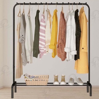 Inmyhomeราวแขวนผ้า (Y29สีดำ) มีที่แขวนด้านข้าง+ชั้นวางของ