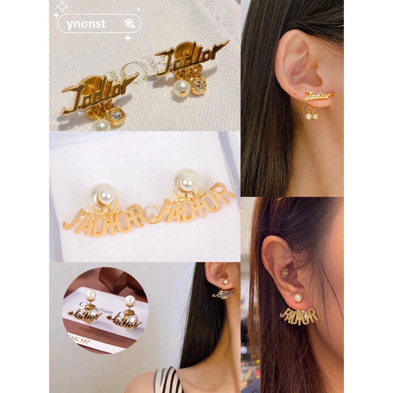💯  ของแท้ 100% ของแท้ใหม่ DIOR J'ADIOR ตัวอักษรต่างหูมุกสตั๊ด