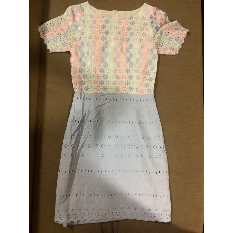 เดรสลายดอกกระโปรงฟ้า Omeshop Size S