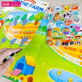 MISBOOK หนังสือแปะสติกเกอร์นูน Puffy Sticker : On the Farm เสริม IQ เรียนรู้คำศัพท์ภาษาอังกฤษ