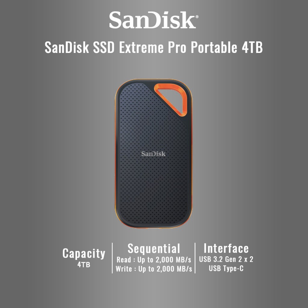 SanDisk 4TB Extreme PRO Portable SSD V2 ความเร็วอ่านเขียนสูงสุดถึง 2000MB/s