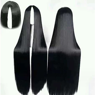วิกผมยาว ผมตรง สีดำ มีหนังหัวเทียมแสกกลาง ยาว 100 cm พร้อมส่งในไทย มีบริการเก็บเงินปลายทาง