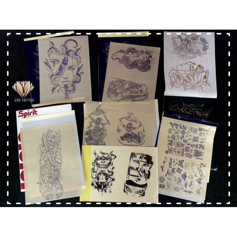 ลายสัก​ แบบ 1​ แผ่น​ สั่งทำได้​ตามแบบที่ต้องการ ก๊อปปี้ลายสัก พร้อมแบบสัก กระดาษลอกลายสัก Spirit พร้อมแบบสัก