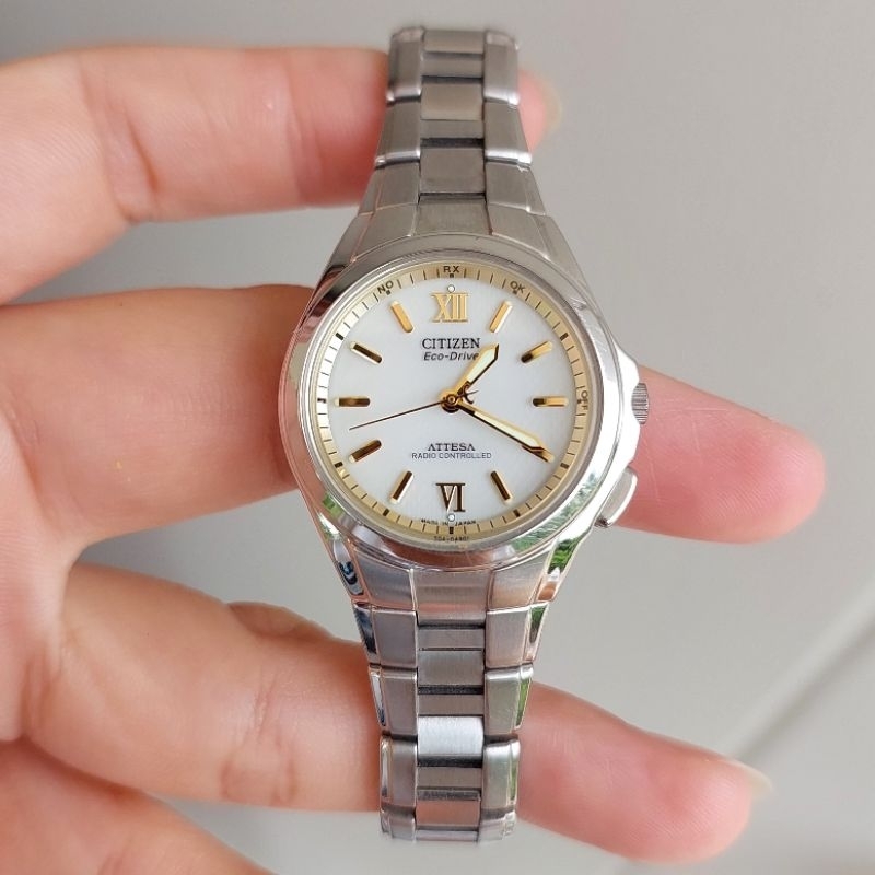 นาฬิกา Citizen Attesa Eco-drive Radio Controlled Titanium Lady มือสองของแท้ 100%