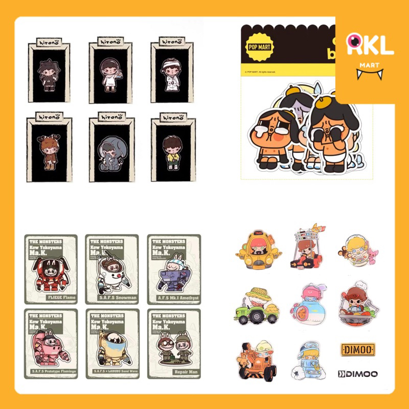 พร้อมส่ง สติกเกอร์-การ์ด POPMART : สุ่มตัวCrybaby / Labubu / Hirono / Dimoo / Molly etc.
