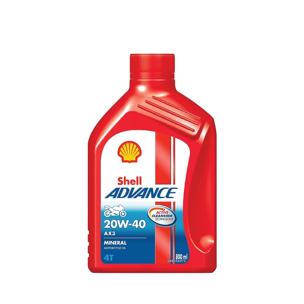 น้ำมันเครื่องมอเตอร์ไซค์ เชลล์ แอ๊ดว้านซ์ AX3 Shell Advance AX3 SAE40 4T  ขนาด 0.8 ลิตร