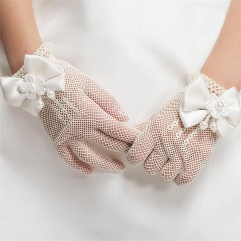 ถุงมือตาข่ายแต่งโบว์น่ารัก