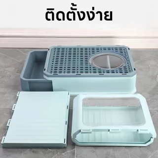 yoyopet : ห้องน้ำแมวใหญ่ กระบะทรายแมวXXL ห้องน้ำแมวทรงโดม ห้องน้ำแบบปิด มีลิ้นชัก ฟรีที่ตักทราย
