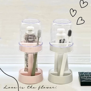 ถาดวาง+แก้วบ้วนปาก ที่ใส่แปรงสีฟัน ชั้นวางแปรงสีฟันไฟฟ้า แบบพกพา KKHOME