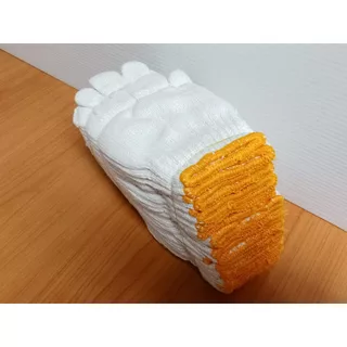 ถุงมือผ้า 700 กรัม สีขาวขอบสีส้ม บรรจุ 1 โหล (12 คู่)
