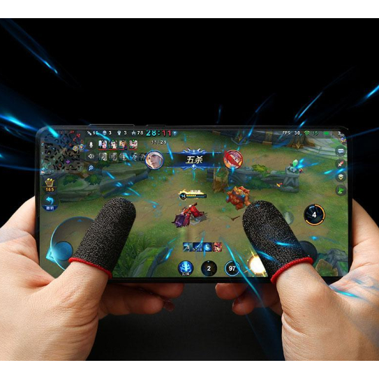 ถุงนิ้วเล่นเกม 1 คู่ 🎮คาร์บอนไฟเบอร์ระดับพรีเมียม ทัชลื่น กันเหงื่อ ระบายอากาศ 👍🏻สําหรับเล่นเกมมือถือ