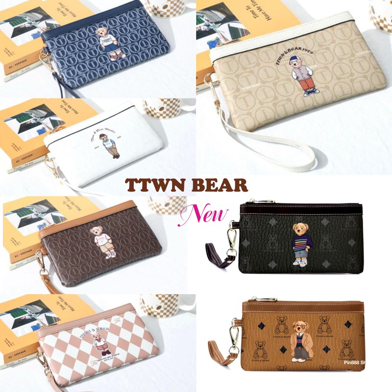 TTWN BEAR กระเป๋าคล้องมือ 8นิ้ว ใส่มือถือ PM ได้ ใส่เงิน ใส่บัตร พร้อมถุงแบรนด์แท้