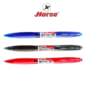 HORSE ตราม้า ปากกาลูกลื่น แบบกด 0.7 mm. Ball Point รุ่น H-518 จำนวน 1 ด้าม