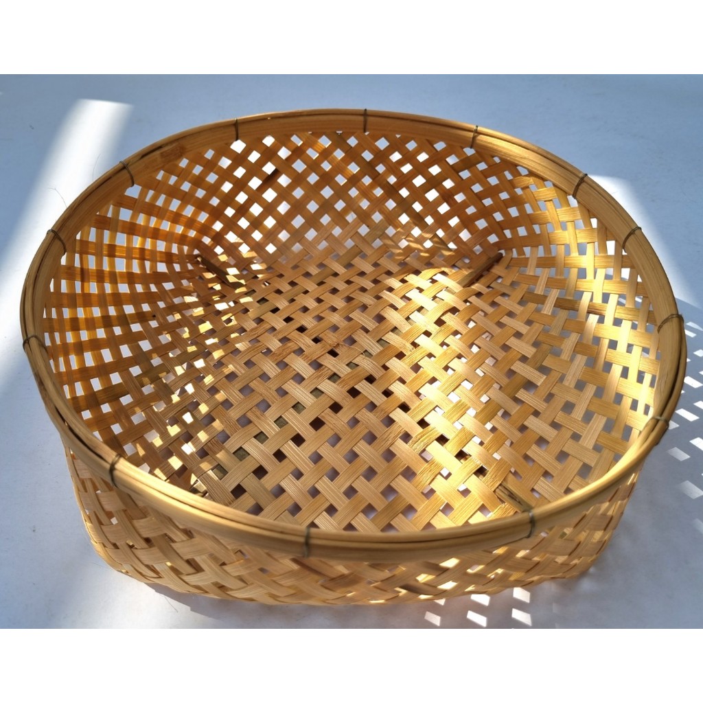 ตะกร้าล้างปลา ยาว-ก้วาง 25 ซม. ทำด้วยไม้ไผ่ งาน Handmade สำหรับล้างปลา/ล้างผัก