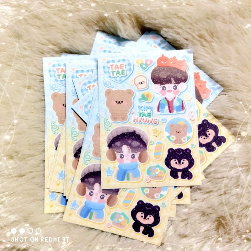 สติกเกอร์แบบแผ่นA7/A6 เคลือบกลิตเตอร์/ดาว/โฮโลรุ้ง/หัวใจ