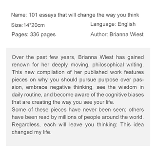 【หนังสือภาษาอังกฤษ】101 Essays That Will Change The Way You Think หนังสือจิตวิทยา