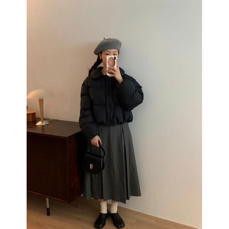 (พร้อมส่ง)เสื้อกันหนาวpuffer jacket details ปกคอน่ารักมาก น้ำหนักเบา